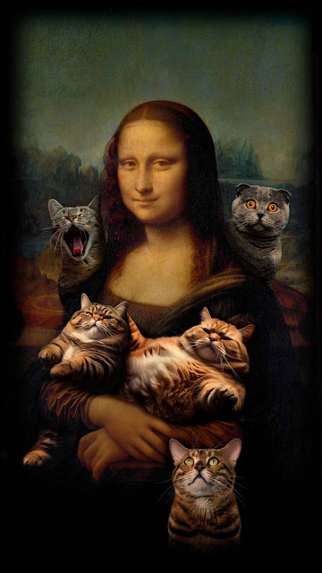Free Download Monalisa with Cats iPhone Wallpaper
