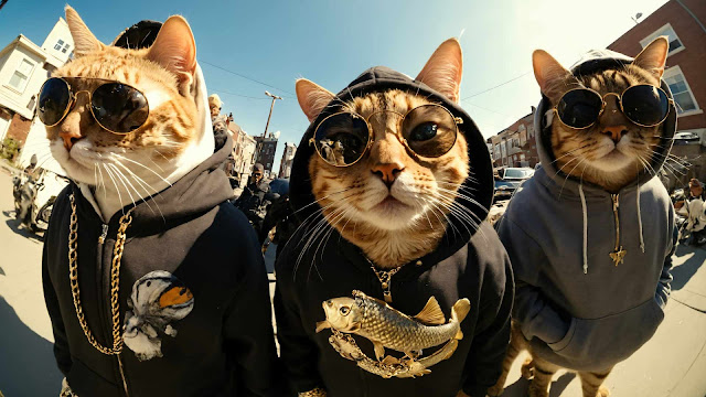 Free Download Cat Street Gangs: AI-Generated Image
