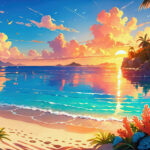 Beautiful wallpaper of sunset on tropical beach.jpg