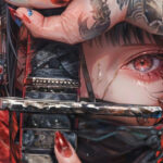 Anime girl red eye tattoo sword.jpg