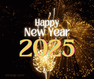 Black yellow animated happy new year gif