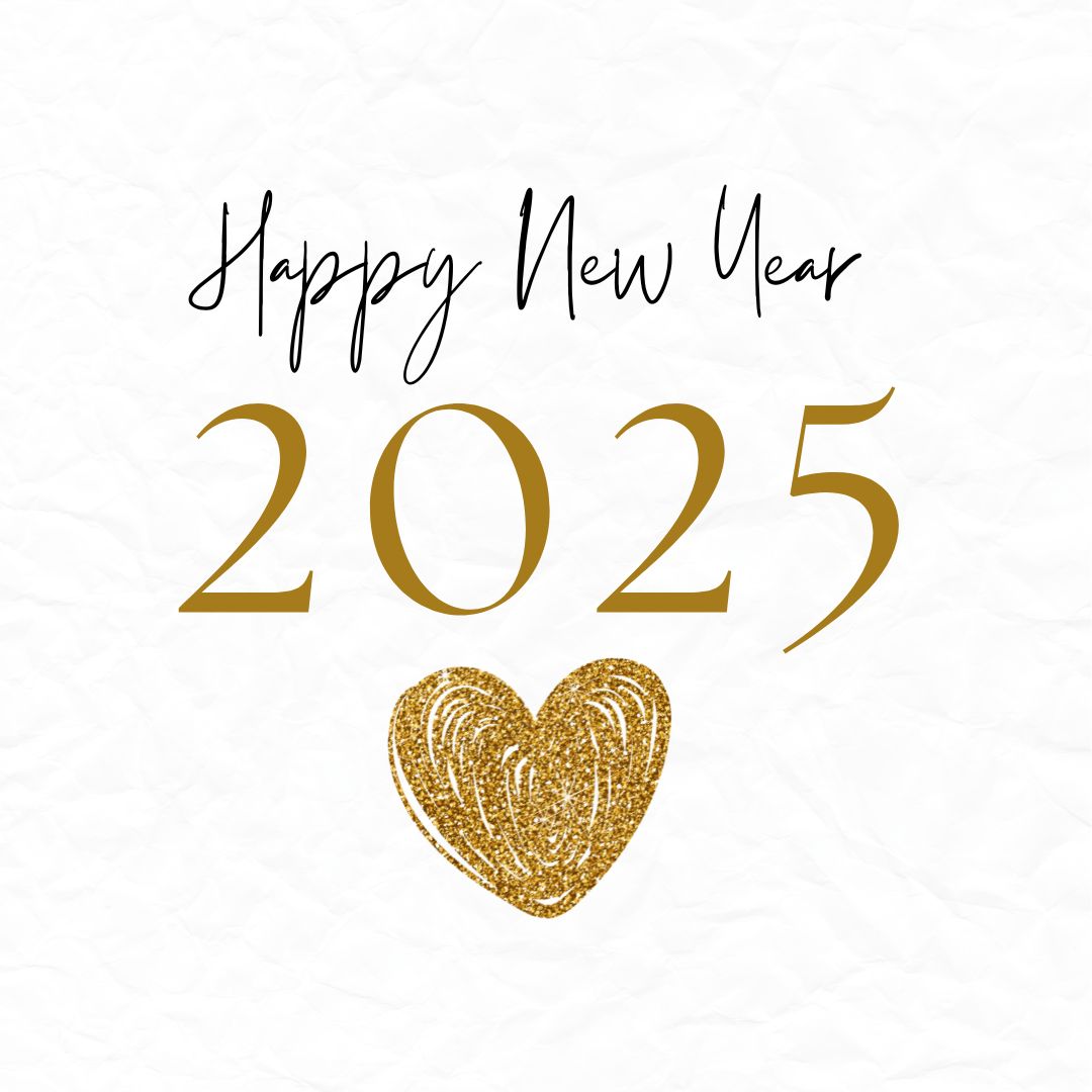 White and gold minimalist happy new year image for fb post