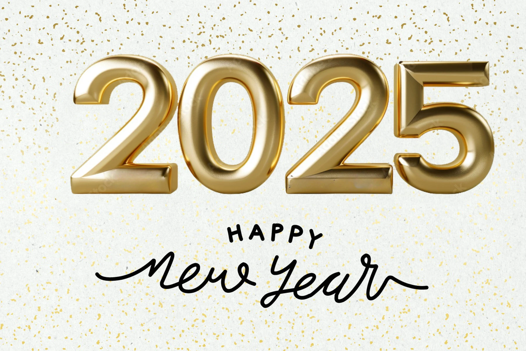 2025 gold gliters elegant number new year card