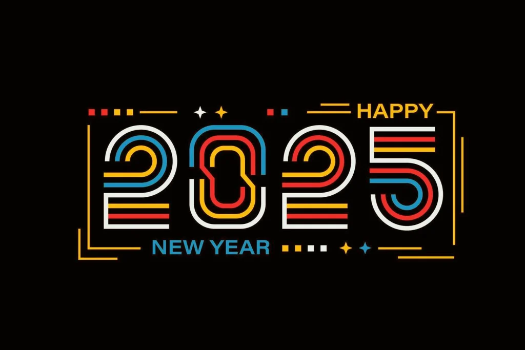 2025 happy new year design free vector