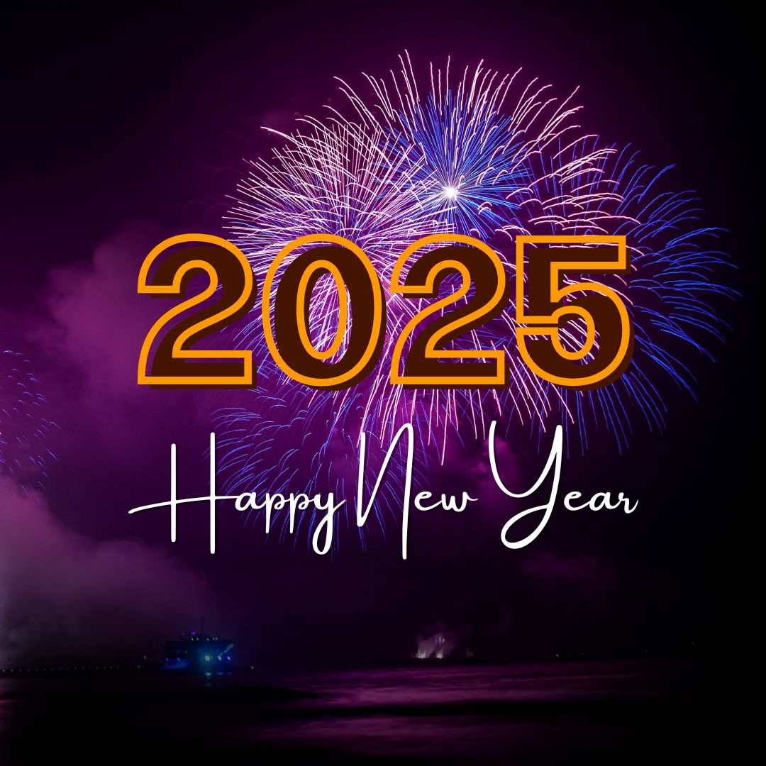 Black purple modern happy new year facebook post