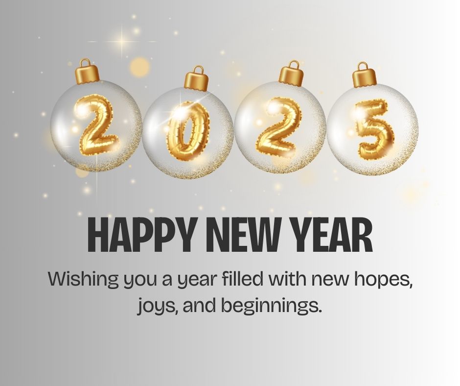 Grey and gold 3d illustrated 2025 new year greeting facebook post