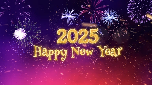 Happy new year 2025 greetings with fireworks image