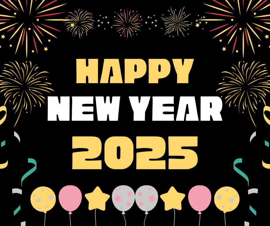 Yellow and white illustrative happy new year facebook post