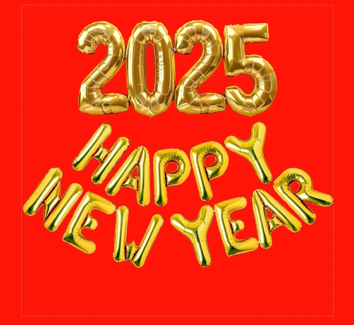 Happy new year 2025 clipart orange background 2