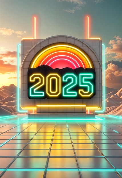 2025 New Year Neon Light Smartphone Wallpaper