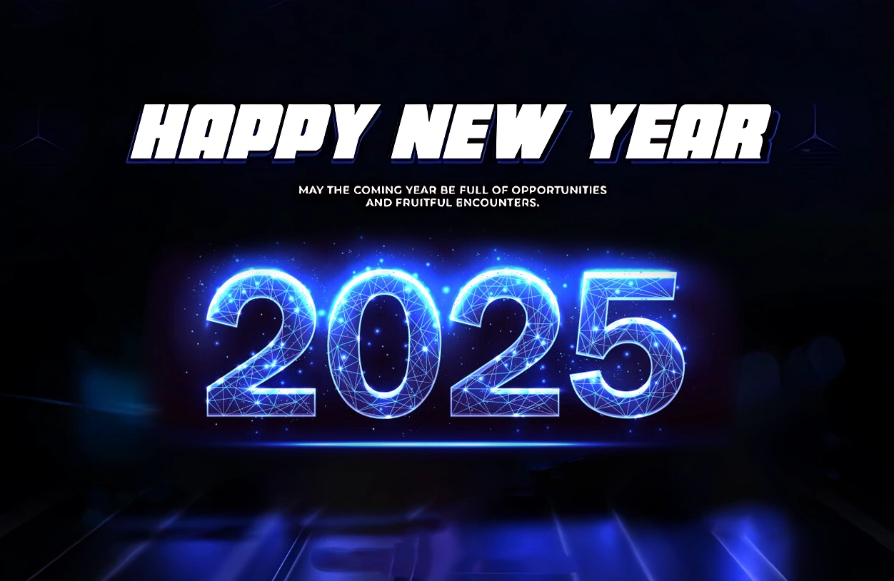 3d happy new year 2025 banner design blue