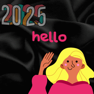 Black and white simple happy new year hello 2025 gif