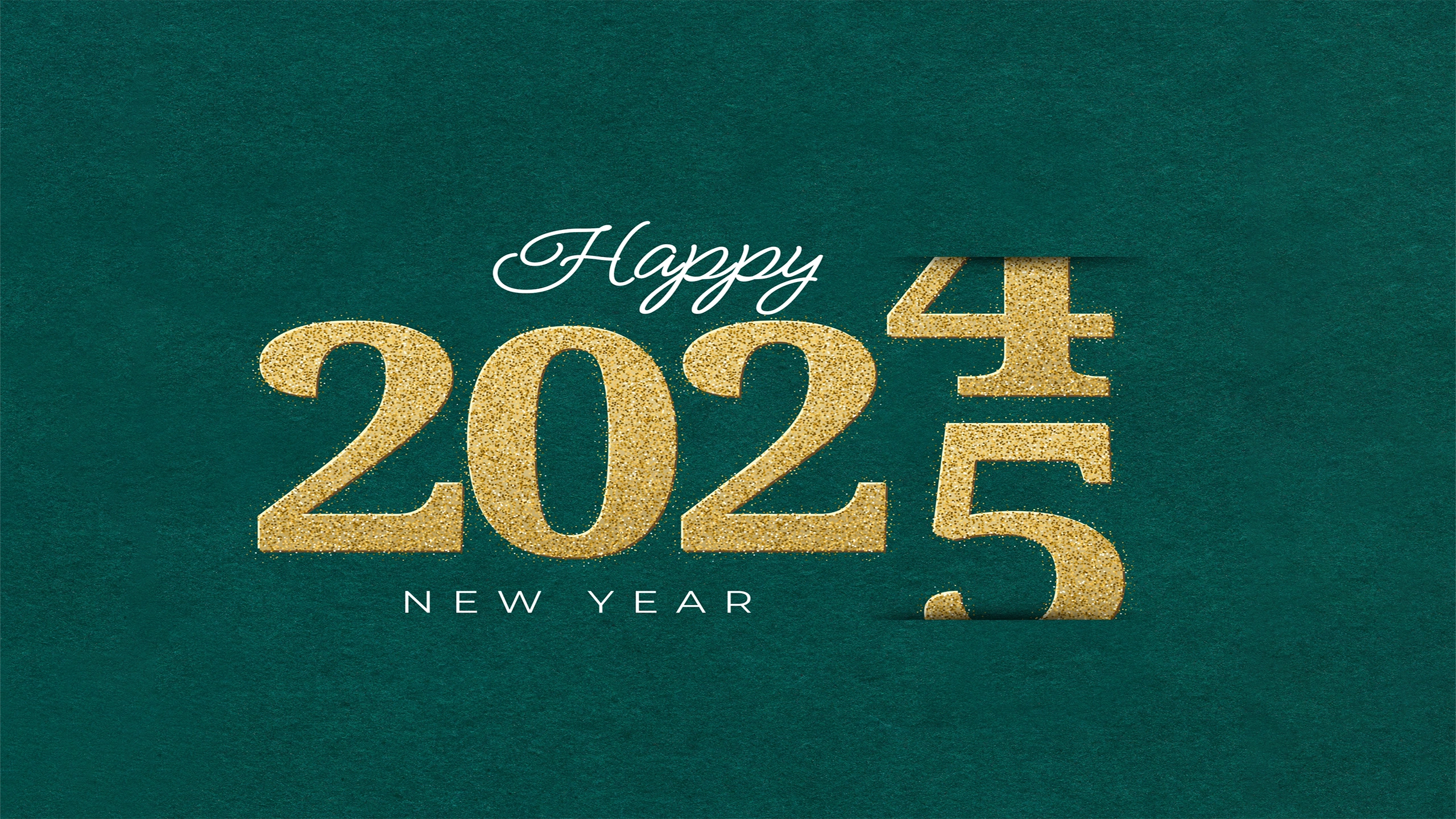 Green and gold elegant happy new year 2025 4k wallpaper