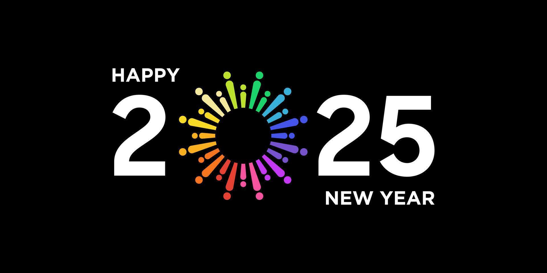 Happy new year 2025 design with colorful fireworks black background 2025 calendar vector