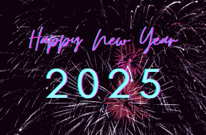 Happy new year 2025 gif miami fireworks