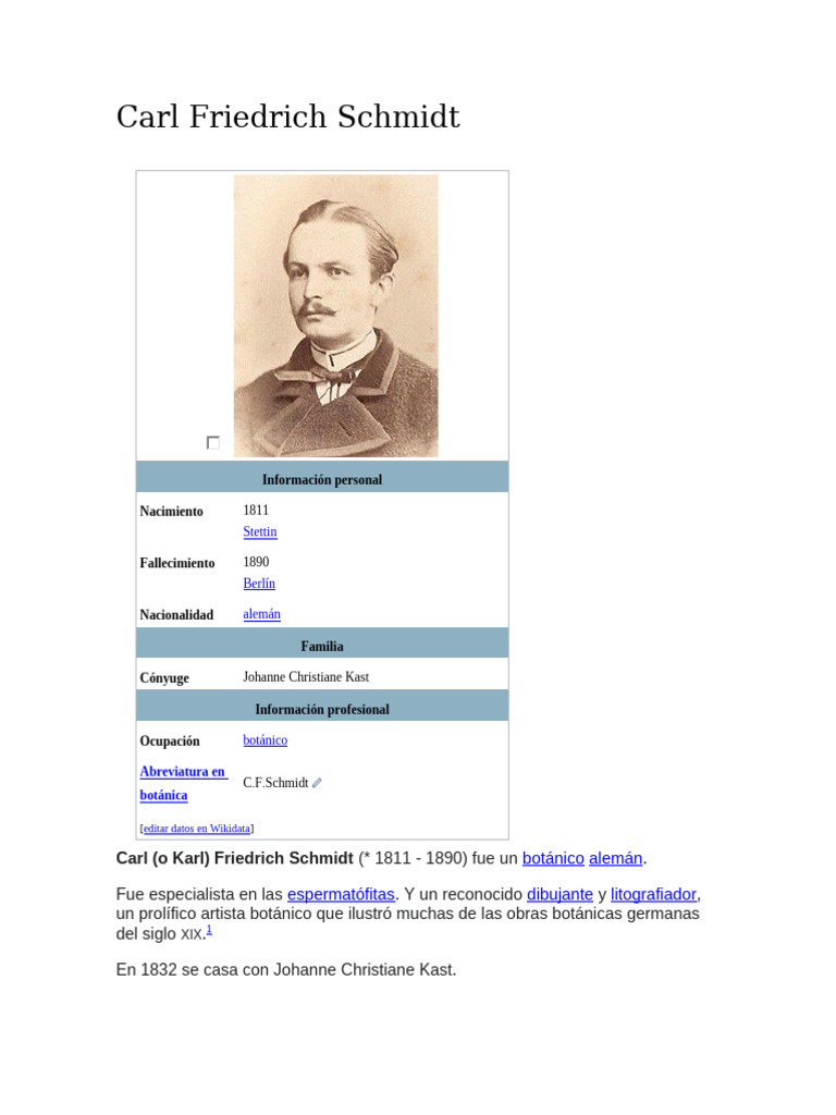 Carl Friedrich Schmidt: Botánico Alemán | PDF Carl Schmidt Biography: Age, Career, Notable Works, and Recent Professional Updates